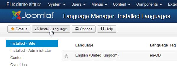 installed languages on site